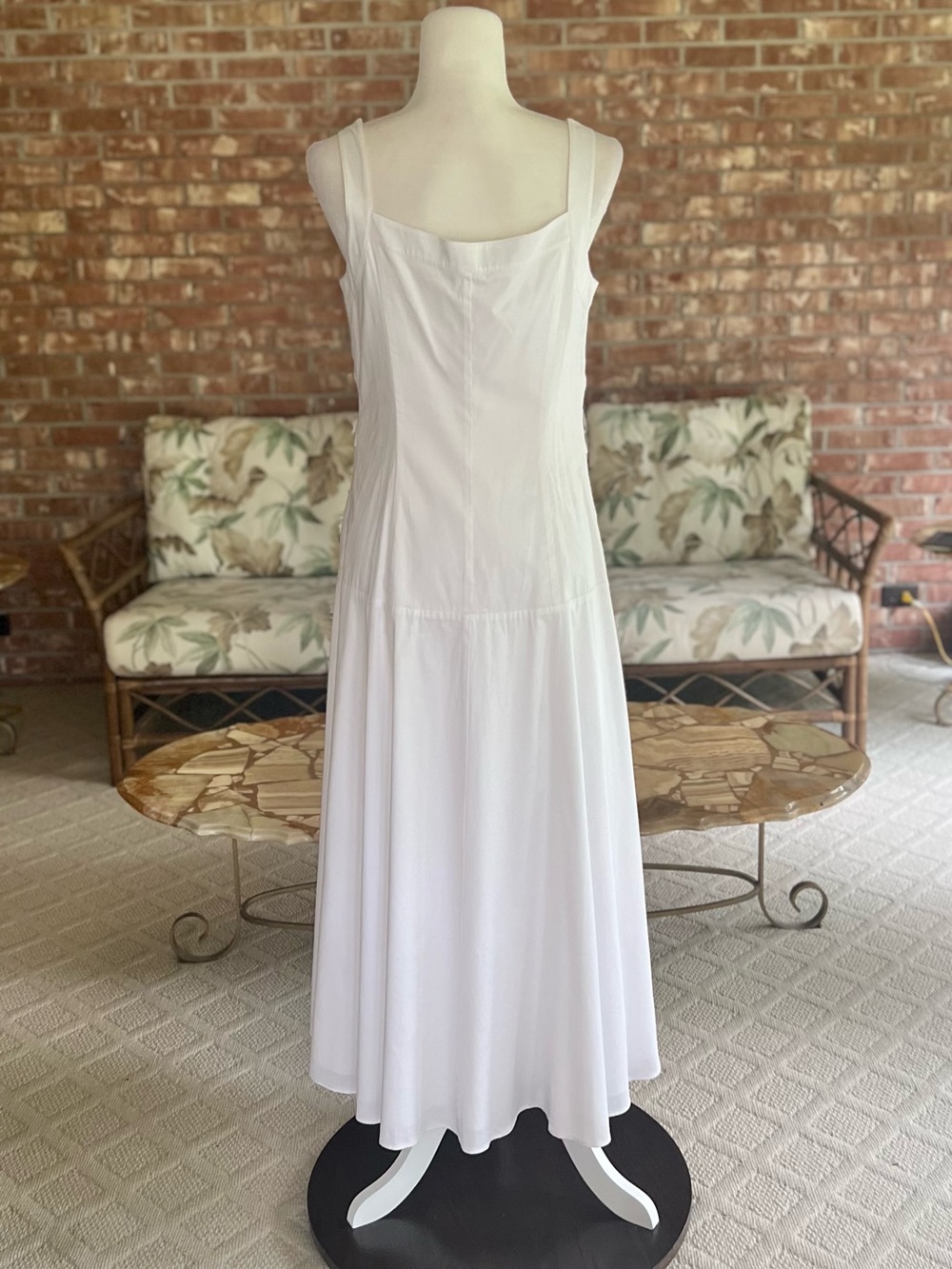 WHBM White Ruched Bodice Button Front Sateen Midi Dress NWT 6 Quiet Luxury - Picture 10 of 17